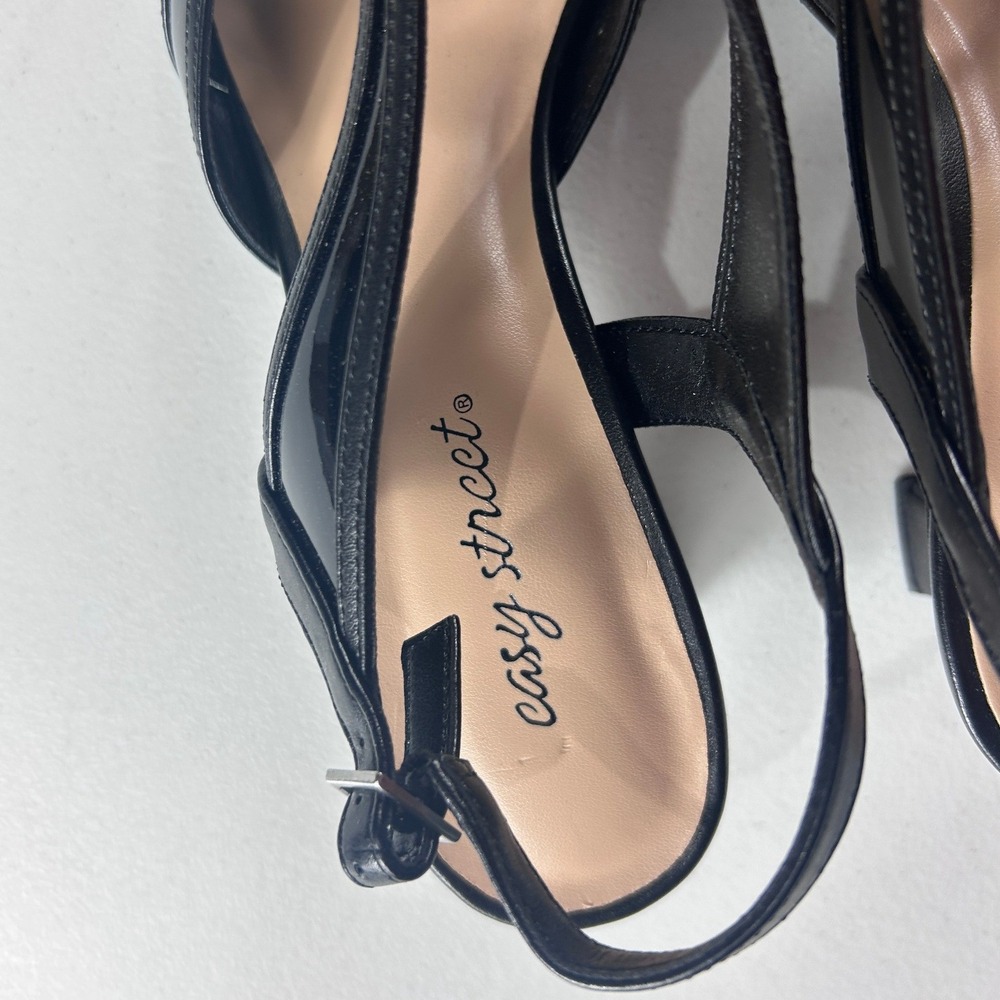 Easy Street Tristen Black Patent Strappy Kitten Heel Sandals Size 11M NWOB - Picture 8 of 8